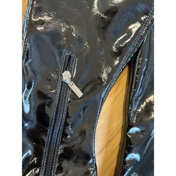 Schutz Black Patent Leather Platform 6” Heel Over Knee Boots 8 Sexy Pretty Woman - Picture 4 of 10